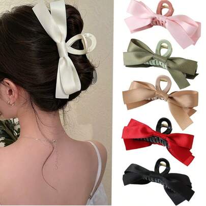 1个甜美双面蝴蝶结发爪，大号发夹，适合盘发造型，女士发爪，女士发饰，母亲节礼物，适合沐浴、洗脸和日常佩戴