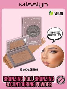 MISSLYN-Cinnadream Contouring Powder, Smooth & Easy To Blend, Ultra-Fine & Long Lasting, Cool Toned Contour With Natural Look, Face Shaping Powder, Moisturizing, Nourishing Murumuru Butter Blend For Silky All-Day Luminous Glow, Dermatologist Tested, Hypoallergenic, Vegan & Cruelty-Free -Bronzer Pigment Rich, Silky Formula, Natural Glow, Cinnamon, Lightweight, Long-Lasting, Highlighter Palette Contour Makeup, Portable Size, Suitable For Travel And Outdoor Use, Easy To Blend - #3 Mocha Chiffon - 查看 1