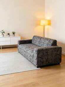 一套简约印花沙发套和配套靠垫套，现代简约弹力透气牛奶丝全包覆式沙发套，适用于客厅，四季皆宜 - 彩色 - 查看 9