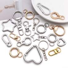 5/10个心形圆形星形钥匙扣夹银色金属心形登山扣钥匙圈DIY创意设计悬挂旋转龙虾爪扣触发弹簧钩用于珠宝制作 - 彩色 - 查看 3
