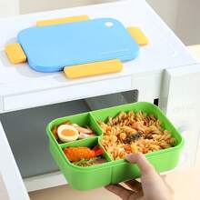 1pc Bento Lunch Box, Adult Lunch Container With 3 Compartments, Ideal Leak-Proof Lunch Box For Students, Microwave - Multicolor - View 8