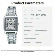 Đồng hồ Casio nữ mặt vuông, dây đeo thép không gỉ màu bạc, thiết kế hình học hiện đại, mặt số trắng, máy quartz analog, món quà thời trang dành cho phái nữ LTP-V007D-7B - Một cỡ - Xem 4