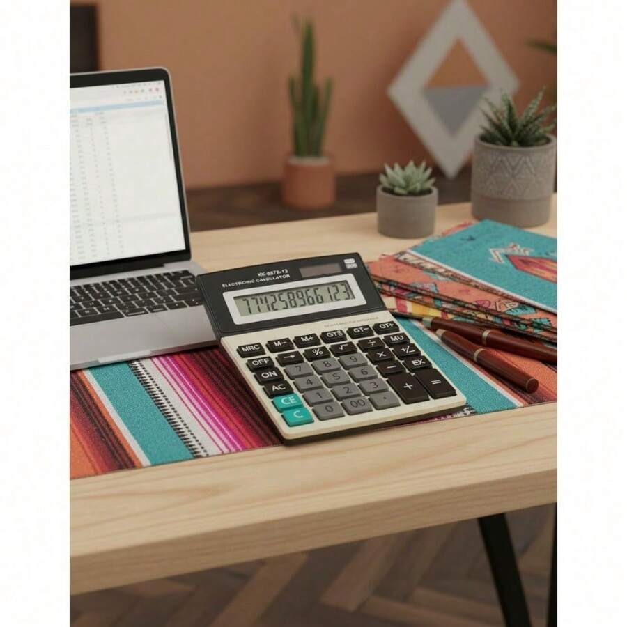 Portable Calculator For School And Office EC008 Accounting Notebook With Integrated Calculator For Students And Professionals - Grey - View 1