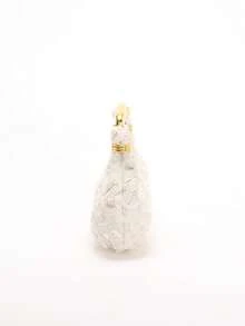 1pc Ivory Lace Trim Jacquard 3D Applique Sequin Ruffle Cloud Decor Metallic Handle Fashion Tote Bag, Luxury Elegant Party Clutch For Women, Randomly Trimmed Floral Pattern - Beige - View 4