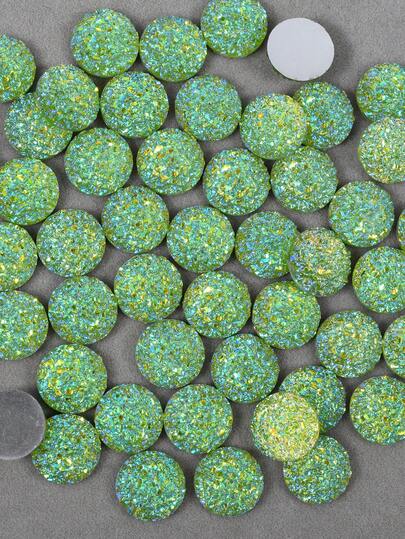 50 peças/pacote, Strass de Resina Redondos de 12mm, Strass de Resina de Bottom Plano de Pedra Natural, Strass Cúbicos de Zircônia de Bottom Plano Coloridos, Adequados para Decoração de Roupas DIY