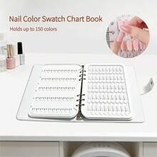 1本美甲色卡便携式美甲展示册，可拆卸非磁性色卡支架，美甲凝胶指甲油样品展示工具，150色空甲片展示册，适用于美甲沙龙，甲片易于补充且不易脱落 - 白色 - 查看 4