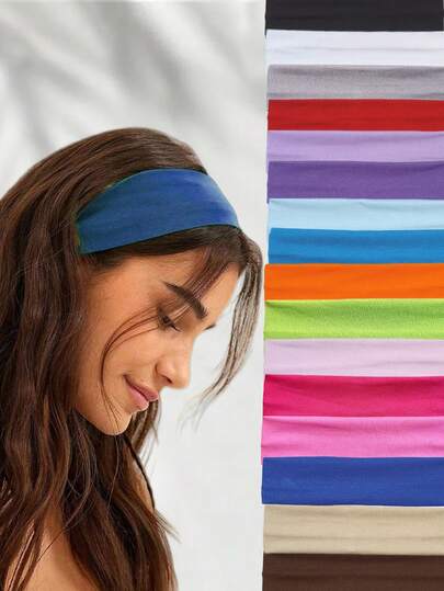 10 piezas Diademas deportivas multicolor elásticas y transpirables para mujeres, adecuadas para uso diario y accesorios para el cabello de banda para la cabeza, turbante y sudadera