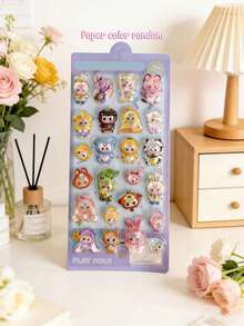Caja de regalo con pegatinas impermeables de PET con diseños de dibujos animados para decoración de colgantes DIY - Multicolor - Ver 17
