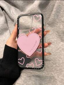 Ốp điện thoại da màu hồng hình trái tim dễ thương có chân đế, tương thích với iPhone 16, 16 Pro, 16 Pro Max, 14, 14 Pro, 14 Pro Max, 13. Thiết kế ngọt ngào dành cho bé gái, có chân đế, quà tặng mùa xuân, sinh nhật. - Hồng - Xem 5