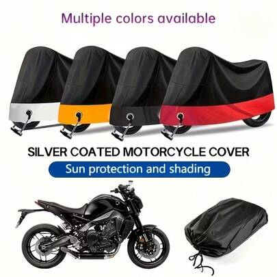 All-Season Waterproof Motorcycle Cover - UV Protection, Rain/Snow/Dust Resistant, Lock Hole, Universal Fit