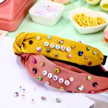 636 Pieces DIY Headband Making Kit Gift Make Your Own Fashion Hair Accessories Set with Alphabet Beads Rhinestone Diamond Pearl for Summer Birthday Party Supplies - Multicolor - Ver 5