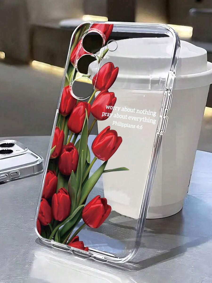 花朵图案 1 件装郁金香红色镂空简约创意防震手机壳，兼容 17/17Pro/17ProMax/16/11/16Pro/16Plus/16ProMax/16E/15ProMax/13/14/12/XS/XR/7G/8P、Galaxy S25/S25PLUS/S25 Ultra/A16/A36/A26/A56/A50/A12/A32/A52/A72/A51/A21S/A13/A14/S24/S24PLUS/S24Ultra/S20/S23/S22/A53/S20FE/S21、11/12Pro/12/12X/13Pro/14Pro/15Pro/X3Pro 10/9/Note9/12C/Note11Pro/Note8Pro/9C/9A，国际版，非国内版 - 彩色 - 查看 1