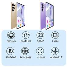 Qetupa 10.1 Inch Android Tablet, Android 15 Tablet, 4GB RAM+64GB/128GB ROM , MTK 8788 Octa-Core Processor, 1280x800 HD IPS Screen, Bluetooth, WiFi Tablet For Adults/Seniors - Mauve Purple - View 2