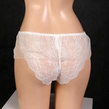 Men's Lace Thong Underwear Sheer Mesh G-String Low-Rise Erotic Shorts Cosplay Crossdresser - 粉色 - 查看 4
