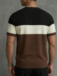GRDR Men's Summer Round Neck Short Sleeve Knit Sweater, Suitable For Summer Outings, Essential For Fashionable Styling - Brown - View 6