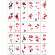 480 Patterns Floral & Feminine Temporary Tattoos - Red Spider Lily, Cherry Blossom, Rose, Lettering & Delicate Designs, Waterproof & Long-Lasting Fake Tattoos For Women, Perfect For Clavicle, Wrist, Arm Decor, Ideal For Daily Wear, Festivals & Party Favors - 英文B-30張不同款 - 查看 1