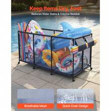 Pool Storage Bin, 69 X 32 X 35 In, Rolling Pool Float Storage Organizer With Side Pockets & Noodles Holder, Durable Metal Frame, Poolside Toys Breathable Mesh Basket For Swimming Pools - Metal stand 69*32*35 inch - 查看 3