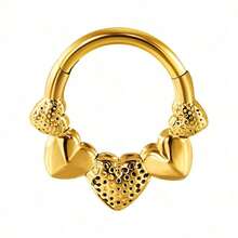 1 pieza Clicker de septum en forma de luna de acero inoxidable, joyería de septum en forma de serpiente/corazón de 16G, pendientes espirales delicados para mujeres - Multicolor - Ver 8