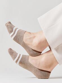 1/5 pares de calcetines casuales de barco para hombres, de rayas de colores aleatorios, de silicona, antideslizantes, transpirables y absorbentes, adecuados para primavera y verano - Multicolor - Ver 8