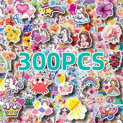 300PCS Adorable Animal Stickers Pack, Realistic & Cartoon Wildlife Pet Decals For Animal Lovers, Durable Waterproof Stickers For Journals Skateboards And Party Favors, Ideal For Nature Inspired Decor