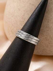 3 piezas Anillos minimalistas de acero inoxidable, anillos lisos y sin decoloración para mujeres, anillos minimalistas personalizados, anillos hipoalergénicos, anillos que se pueden usar en la ducha, anillos versátiles para uso diario, anillos de pareja, anillos de compromiso, anillos de boda, regalo conmemorativo - Plateado - Ver 3