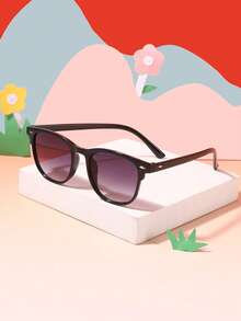 1 pieza Gafas de moda retro para niños de 3 a 8 años, con marcos cuadrados de policarbonato, casual y versátil para uso diario y fiestas, con estuche de gafas - Multicolor - Ver 4