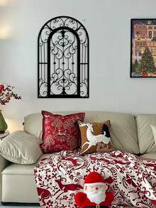1 pieza Decoración de pared de metal con flor de iris en arco vintage - Adecuado para puerta principal, alféizar de ventana, valla del patio, etc. Decoración vintage de interior/exterior - Estructura de metal duradera, diseño de línea suave, adecuado para decoración de Año Nuevo y Navidad - Multicolor - Ver 7