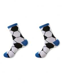 Bộ 1/6 đôi tất thể thao cổ cao đến giữa bắp chân in hình bóng đá World Cup, tất thể thao mùa xuân và hè cá tính, thoải mái và bền bỉ cho nam, nữ và học sinh, tất kiểu cổ động viên. - Nhiều màu - Xem 5