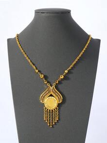 1件中东沙特阿拉伯风格镀金铜玫瑰流苏吊坠项链，送给家人和朋友的礼物 - 金黃色 - 查看 6