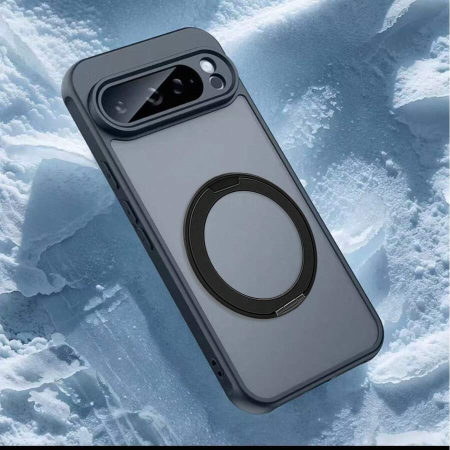 Ốp lưng điện thoại cao cấp, mềm mại như da, có chân đế dành cho Pixel 6, 7, 8, 9 Pro, 9A, 10, 10 Pro XL, 10A - màu đen - Xem 1