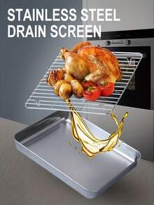 1 Set With Grill Rack - Non-Stick Baking Sheet, Sturdy Rectangular Baking Pan Suitable For Oven, Dishwasher , Stainless Steel Baking Tray, Non-Slip - Non-Slip Deep Rectangular Baking Tray, Heat Resistant, Christmas, Halloween, Thanksgiving, Wedding And Kitchen Use - Suitable For Roasting Meat, Vegetables, Cakes, Pizza (Baking Sheet) - View 6