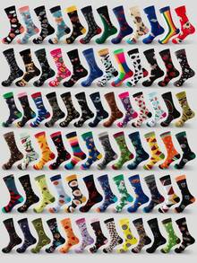 Bộ 10 đôi tất dài đến bắp chân cho nam, thiết kế ngẫu nhiên, in hình bóng rổ và bướm, mềm mại, thoải mái, chống mùi và thấm hút mồ hôi, thích hợp cho mùa thu - Nhiều màu - Xem 8