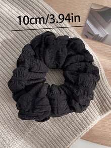 3条秋冬可爱加厚黑/白/棕色发圈，10厘米/3.94英寸，时尚百搭优雅简约纯色发绳，适合日常佩戴、休闲、派对、通勤、度假、扎马尾、盘发、洗脸、化妆、搭配服装，夏季、假日、旅行必备 - 彩色 - 查看 2