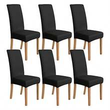 Stretch Dining Chair Covers Set Of 6 Black Solid - Black - View 1