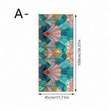1/5 pièces Film de fenêtre en verre coloré à motif éventail géométrique, autocollant de verre Mandala rétro pour intimité, décalcomanie de verre amovible sans adhésif, convient pour la salle de bain, la porte d'entrée, la décoration de bureau à domicile - Autocollant statique pour verre - Voir 14