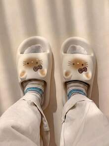 Dép đi trong nhà họa tiết mèo hoạt hình mới năm 2026, thích hợp cho mùa hè. - trắng - Xem 8