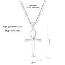 1 mặt dây chuyền hình thánh giá Ankh Coptic bằng thép không gỉ, dành cho cả nam và nữ, kèm dây chuyền hộp dài 20 inch. - Đi qua - Xem 15