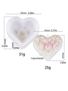 心形郁金香3D硅胶蜡烛模具 | DIY香薰蜡烛/香薰石/树脂装饰 | 浪漫花卉心形压纹，可重复使用硅胶材质 - 愛心鬱金香立體矽膠蠟燭模具 - 查看 10