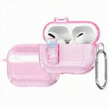 Secure Lock Clear Earbuds Case For AirPods 4 / Pro 2 / Pro 3, Shockproof TPU Protective Cover With Carabiner - View 3