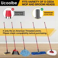 Ucoolbe Spin Mop Replacement Handle Compatible With O-Cedar Spin Mop &Amp; Bucket System, 4-Section 30" To 58" Mops Handle Replacement Stick For Floor Cleaning, Mops Head &Amp; Base Not Include - Màu A - Xem 3