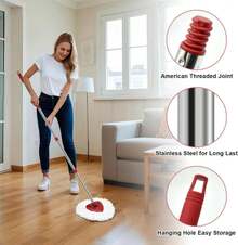 Mop Handle Replacement,4 Section Compatible With O-Cedar Spin Mop Refills And Brooms O Cedar Mop Stick For Floor Clean, 30" To 58" - ColorA - 查看 7