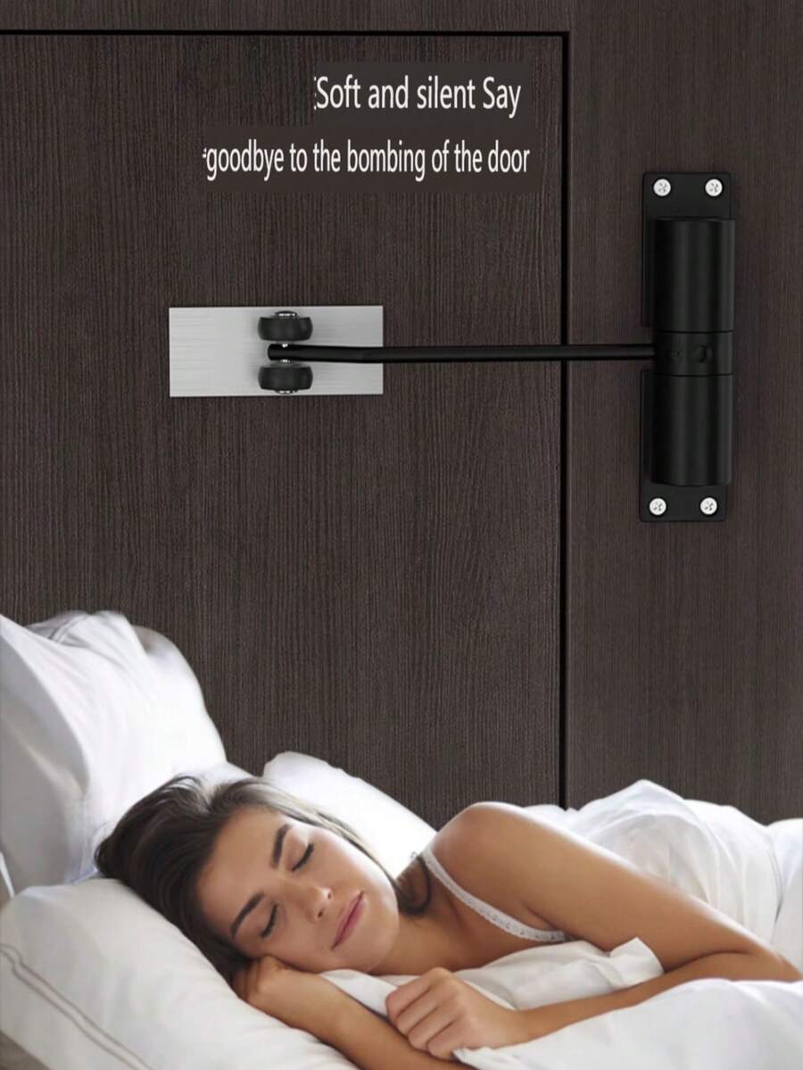 1 pieza Cierre automático de resorte premium - Bisagras de puerta ajustables para cierre lento y puertas de cierre automático - Adecuado para uso doméstico, anti-colisión, bisagras conmutables, apto para el hogar y la oficina - Negro redondo - Ver 1