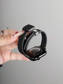 高品质合成皮革和硅胶表带,兼容 Series 1/2/3/4/5/6/7/8/9/10/SE/Ultra,适用于 38mm、40mm、41mm、42mm、44mm、45mm 和 49mm 表盘,磁吸式快拆设计,柔软舒适,防水透气,复古商务休闲风格表带,男女通用 - 黑色 - 查看 6