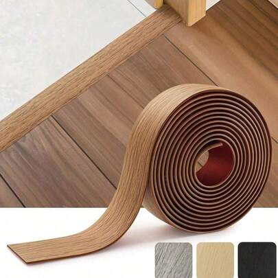 1pc Approx. 1m Self-Adhesive Floor Transition Strip, Wood Grain PVC Threshold Trim, Can Be Directly Peeled And Stuck, Suitable For Carpet, Tile And Vinyl Floor Gaps, Threshold Cover, 4mm High Gap Cover, Suitable For Laminate/Tile Flooring, No Tools Required, Suitable For Tenants, Door/Balcony Safety, Essential For DIY Home Decor, Wall/Floor Sticker