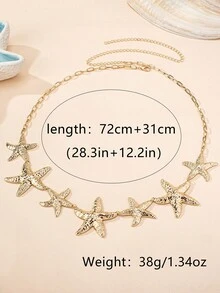 1条女士时尚腰链，海星连接器设计，复古夸张性感优雅时尚，适合海滩、派对、宴会和日常穿着。 - 金黃色 - 查看 6