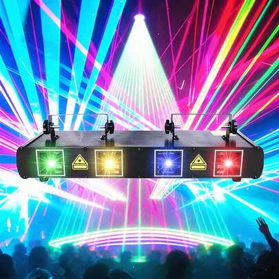 Đèn chiếu DJ Disco, điều khiển bằng giọng nói, hỗ trợ DMX512, đèn nhấp nháy 4 đầu, thích hợp cho biểu diễn sân khấu, quán bar, KTV, tiệc sinh nhật, khiêu vũ trong nhà, đám cưới, tạo không khí, Giáng sinh, Halloween và các dịp khác.