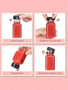 5/10 piezas Botellas de jugo de plástico transparente, Frasco de condimentos portátil, Botellas de plástico pequeñas para líquidos, Botellas de almacenamiento de jugo con tapa, Recipiente de bebida transparente, Utilizado para jugo, batidos, bebidas, Recipiente para bebidas apto para congelador, a prueba de fugas, Botellas - Multicolor - Ver 4