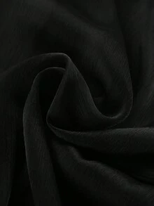 女士纯色薄纱长袖单排扣衬衫 黑色 夏季 - 黑色 - 查看 5