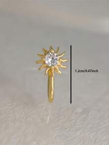 1个非穿孔鼻环，铜镀K金U型鼻夹，镶嵌不对称立方氧化锆 - 金色 - 查看 4