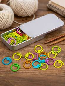 Multi-Color Metal Spiral Knitting Stitch Markers, Suitable For Crochet Clothing And Handicrafts, With Storage Box Included - Multicolor - View 1
